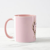 ピンクフローラ鹿〔雄ジカの〕枝角 パーソナライズされた マグカップ (左)