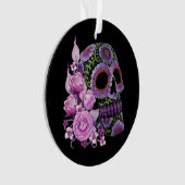 ピンクフローラ黒糖スカルの日の死 オーナメント (正面)