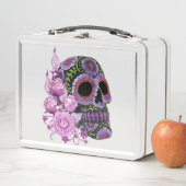 ピンクフローラ黒糖スカルの日の死 メタルランチボックス (インサイチュ)