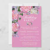 ピンクフローラ00th誕生日パーティー 招待状 (正面)