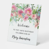 ピンクフローラ100thバースデーパーティーへようこそ 台座サイン (正面)