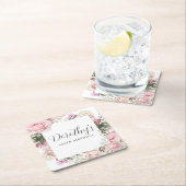 ピンクフローラ100thバースデーパーティーカスタム スクエアペーパーコースター (インサイチュ)