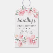ピンクフローラ100th誕生日ありがとうメッセージカード ギフトタグ (正面)