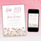 ピンクフローラ100th誕生日パーティー 招待状