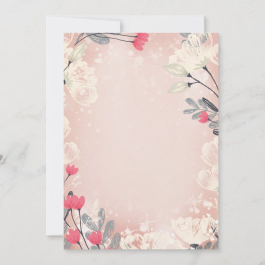 ピンクフローラ16番目の誕生日招待状(任意の年齢) 招待状 (裏面)