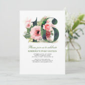 ピンクフローラ16 |Sweet sixteen誕生日パーティー 招待状 (スタンド正面)