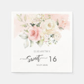 ピンクフローラ16thバースデーパーティー紙 スタンダードカクテルナプキン (正面)