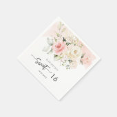 ピンクフローラ16thバースデーパーティー紙 スタンダードカクテルナプキン (角)