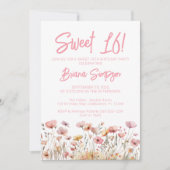 ピンクフローラ16th誕生日パーティー 招待状 (正面)