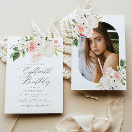 ピンクフローラ18歳の誕生日パーティーの招待状 招待状