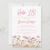 ピンクフローラ18th誕生日パーティー 招待状 (正面)