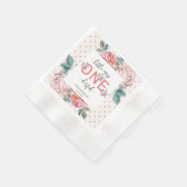 ピンクフローラ1st誕生日紙コーディング 縁ありカクテルナプキン (角)