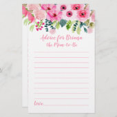 ピンクフローラ2ベビーシャワーゲームアドバイス&ウィッシュ (正面/裏面)