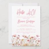 ピンクフローラ40歳の誕生日パーティー 招待状 (正面)