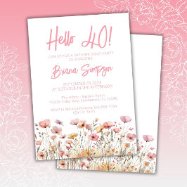 ピンクフローラ40歳の誕生日パーティー 招待状