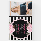 ピンクフローラ50と素晴らしいフォトブラック&ホワイト 横断幕 (縦)