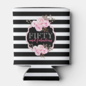 ピンクフローラ50と素晴らしい白黒ストライプ 缶クーラー (裏面)