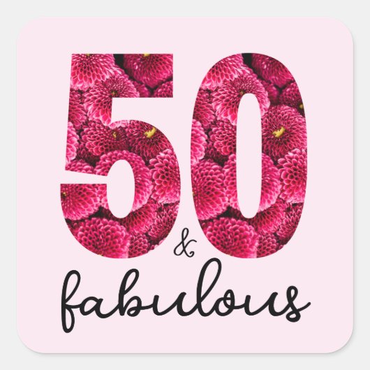 ピンクフローラ50と素晴らしい50th誕生日パーティー スクエアシール (正面)