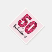 ピンクフローラ50と素晴らしい50th誕生日パーティー スタンダードカクテルナプキン (角)