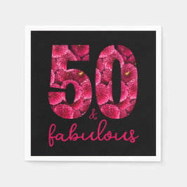ピンクフローラ50と素晴らしい50th誕生日パーティー スタンダードカクテルナプキン