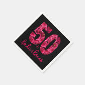 ピンクフローラ50と素晴らしい50th誕生日パーティー スタンダードカクテルナプキン (角)