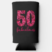 ピンクフローラ50と素晴らしい50th誕生日パーティー スリム缶クーラー (正面)