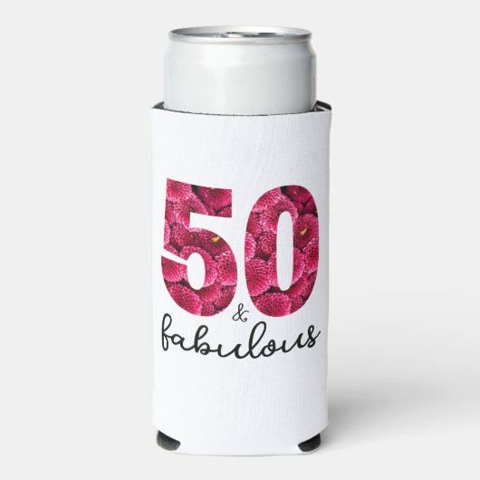 ピンクフローラ50と素晴らしい50th誕生日パーティー スリム缶クーラー (Seltzer正面)