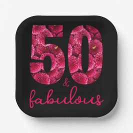 ピンクフローラ50と素晴らしい50th誕生日パーティー ペーパープレート