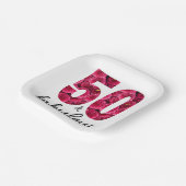 ピンクフローラ50と素晴らしい50th誕生日パーティー ペーパープレート (傾斜あり)