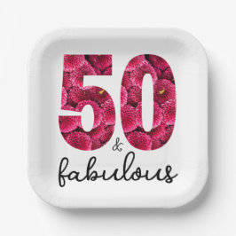 ピンクフローラ50と素晴らしい50th誕生日パーティー ペーパープレート