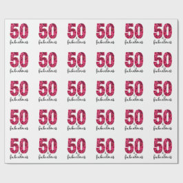 ピンクフローラ50と素晴らしい50th誕生日パーティー ラッピングペーパー