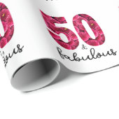 ピンクフローラ50と素晴らしい50th誕生日パーティー ラッピングペーパー (ロールコーナー)