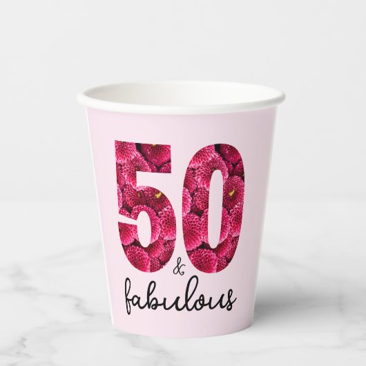ピンクフローラ50と素晴らしい50th誕生日パーティー 紙コップ (正面)
