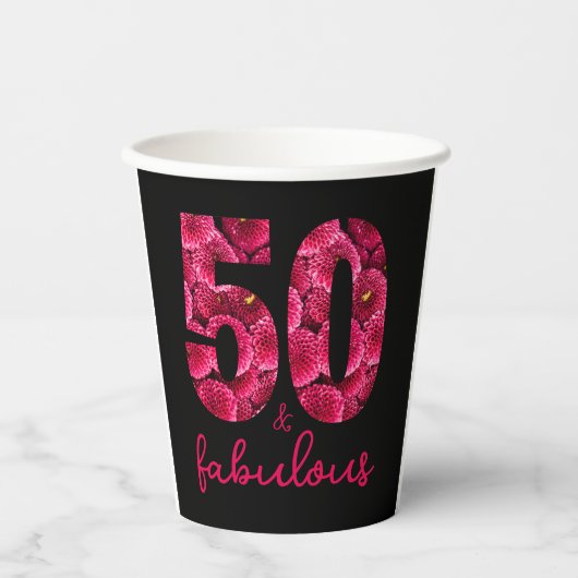 ピンクフローラ50と素晴らしい50th誕生日パーティー 紙コップ (正面)