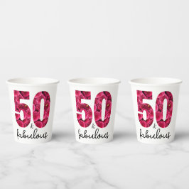 ピンクフローラ50と素晴らしい50th誕生日パーティー 紙コップ