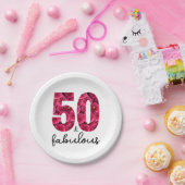 ピンクフローラ50と素晴らしい50th誕生日パーティーP ペーパープレート (パーティー)
