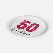 ピンクフローラ50と素晴らしい50th誕生日パーティーP ペーパープレート (アングル)