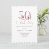 ピンクフローラ50素晴らしい誕生日 招待状 (スタンド正面)