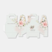 ピンクフローラ50誕生日任意の年齢の緑のパーティー フェイバーボックス (折り畳みなし)