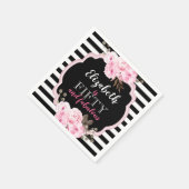 ピンクフローラ50&素晴らしいフォトブラック&ホワイト スタンダードカクテルナプキン (角)