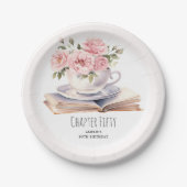 ピンクフローラ50thブックテーマ誕生日 ペーパープレート (正面)