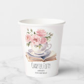 ピンクフローラ50thブックテーマ誕生日 紙コップ (正面)