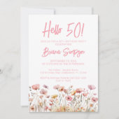 ピンクフローラ50th誕生日パーティー 招待状 (正面)