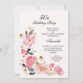 ピンクフローラ50th誕生日パーティー 招待状 (正面)