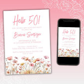 ピンクフローラ50th誕生日パーティー 招待状