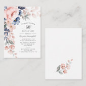 ピンクフローラ60誕生日植物学パーティー招待状 ノートカード (正面/裏面)