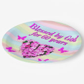 ピンクフローラ60thバースデーパーティー紙プレート ペーパープレート (アングル)