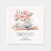 ピンクフローラ60thブックテーマ誕生日 スタンダードカクテルナプキン (正面)