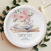 ピンクフローラ60thブックテーマ誕生日 ペーパープレート