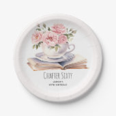 ピンクフローラ60thブックテーマ誕生日 ペーパープレート (正面)